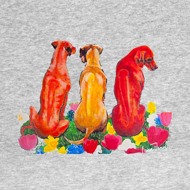 Springtime Ridgebacks _ less Flowers 3. by Leisa